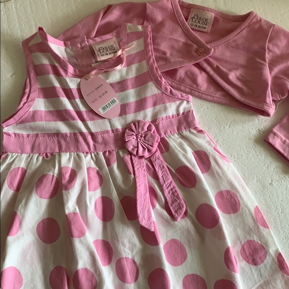Chloe Louise Cotton Polka Dot Dress & Shrug 12-18m - Picture 6 of 8